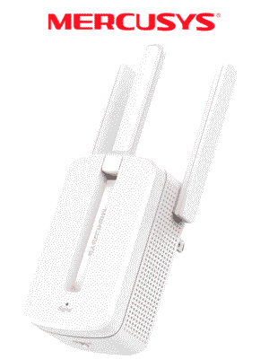 MERCUSYS MW300RE -Repetidor de cobertura WiFi N con tecnología MU-MIMO, velocidad de 300 Mbps en 2.4 GHz, 3 antenas externas y botón WPS.
