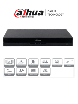DAHUA NVR5216-16P-EI NVR IP WizSense de 16 canales 1U/ 16PoE/ 2HDD/ H.265+/H.265/ 384 Mbps/ AcuPick / N+M cluster/ IA por grabador: FD y FR /Protección perimetral/ SMD Plus