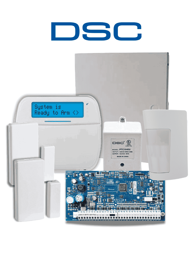 DSC NEO-RF-LCD-SB - Paquete NEO con 32 Zonas/ Panel HS2032/ Teclado Alfanumérico HS2LCDRF9 N / Gabinete GMX003 / 2 Contactos Inalámbricos PG9303 / 1 Detector de Movimiento PGP9914 / Transformador/Sin Batería/