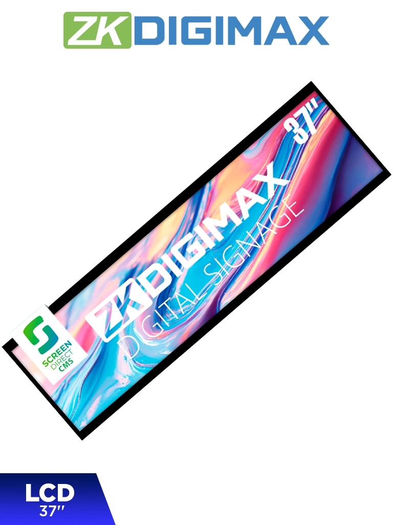 ZKDIGIMAX DG03S1W37 - Pantalla LCD Estrecha de 37" para Estantería, Ultrapanorámica, Resolución Full HD, Android 8.1, Alta Brillantez