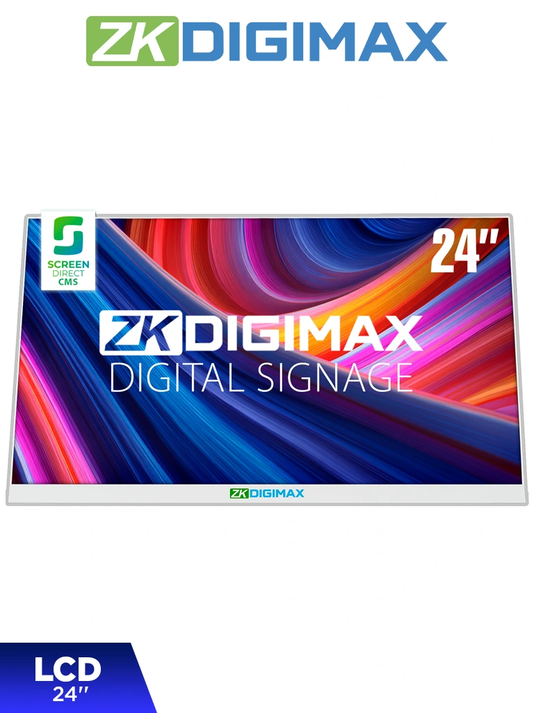 ZKDIGIMAX DG03A1D24 – Pantalla LCD de 24" para Mostrador o Escritorio, Resolución Full HD, Android 11, Brillo de 500 nits, Vida útil de 30,000 h, Ideal para Publicidad Digital