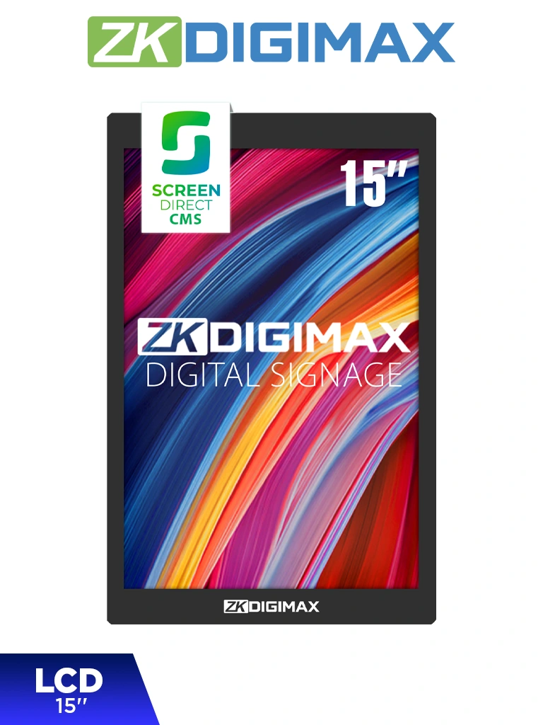 ZKDIGIMAX DG03A3W15 – Pantalla LCD de 15.6" para Mostrador o Escritorio, Full HD, Android 11, Brillo de 500 nits, Vida útil +50,000 h, Ideal para Publicidad Digital