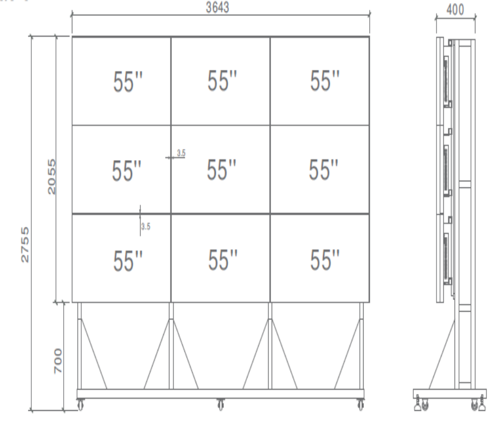 SAXXON AN5535B1 - Pantalla LED de 55 pulgadas para video wall / 1080p / Marco ultra delgado 3.5 mm / Brillo 500 CD / M2 / PIP / 1 HDMI / 1 DVI / 1 VGA / 1 B NC / - Image 7