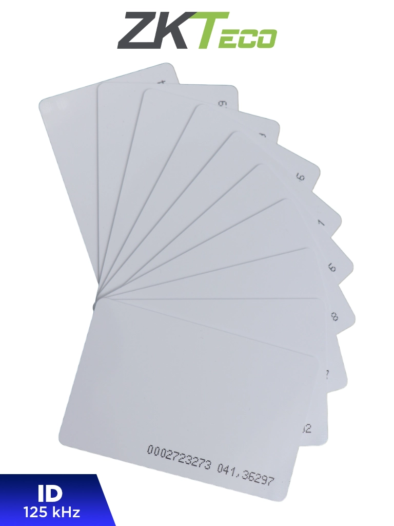 ZKTECO IDCARDN - Paquete con 10 Tarjetas ID con Frecuencia de 125 kHz, 1 mm de Grosor con Folio Impreso