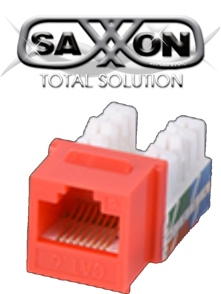SAXXON M2656R - Modulo jack keystone RJ45 / 8 Hilos / CAT 6 / Compatible con calibres AWG 22-26 / Color rojo