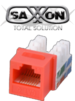 SAXXON M2656AR - Modulo jack keystone RJ45 / 8 Hilos / CAT 6A / Compatible con calibres AWG 22-26 / Color rojo