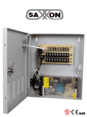 SAXXON PSU1210D9 - Fuente de Poder de 12 vcd/ 10 Amperes/ Para 9 Camaras/ 1.1 Amper por Canal/ Protección contra Sobrecargas/ Certificación UL/