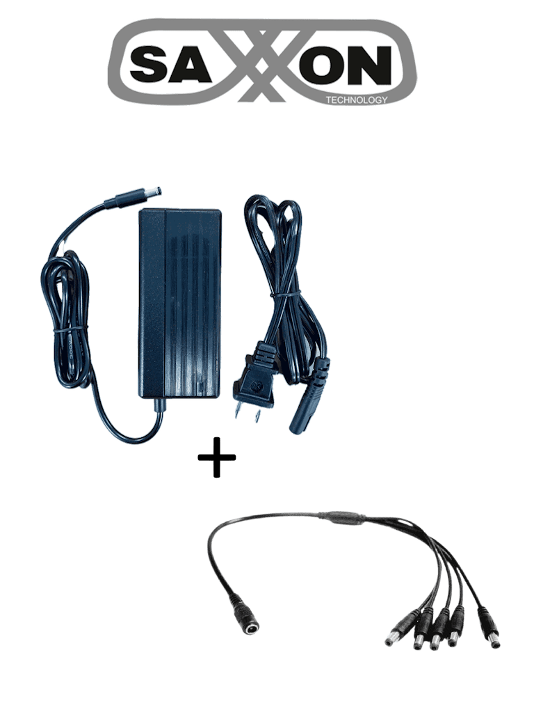 SAXXON KA3602SXF55PAQDIV5 - Fuente de Poder Regulada 12VCD 3Amper + 1 Divisor de Energía 5 Conectores macho