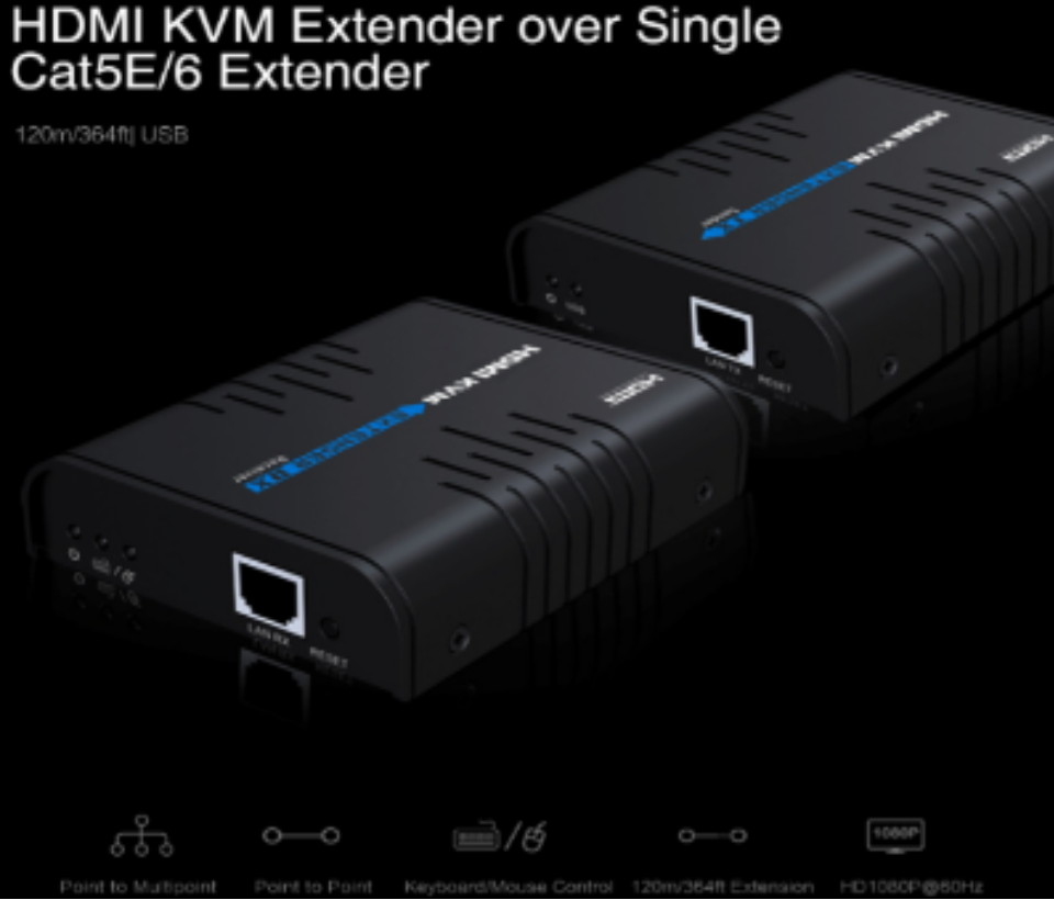SAXXON LKV373KVM- Kit Extensor HDMI/KVM para Hasta 120 metros/ Resolución 1080p@60Hz/ Soporta Cableado con CAT 5e y 6/ 30 HZ/ 2 Puertos USB para Conectar Teclado y/o Mouse/ 5 VCD/ Plug and Play/ Punto a Punto o Punto Multipunto con Switch/ - Image 2
