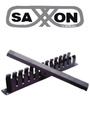 SAXXON SXORGNET24P - Organizador de cables horizontal con tapa para rack de19" / 1U / 24 posiciones / Color Negro / Tapa y Base Metálica