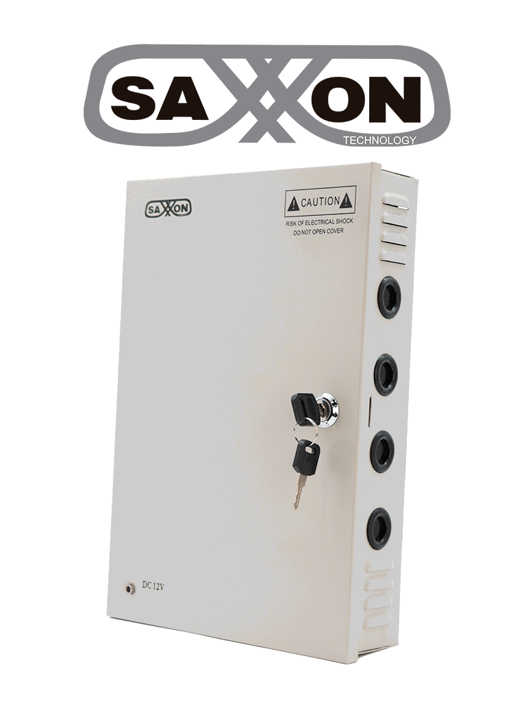 SAXXON SX10A18CH - Fuente de Poder Profesional 12 VCD / 10 Amperes / 18 Canales / 0.5 Amperes por Canal / Protección contra Sobrecargas / Led Indicador de Funcionamiento