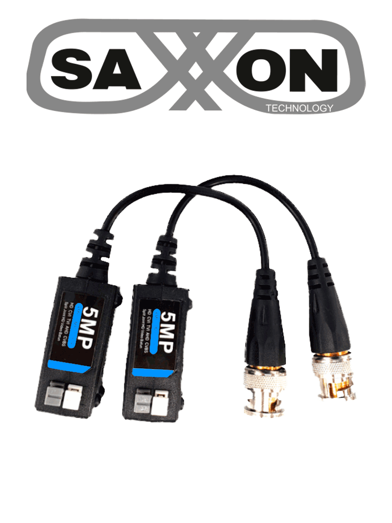 SAXXON SXCF500 - Par de Transceptores Pasivos / Botones Push / 5MP hasta 200 Metros / 1080P hasta 250 Metros / Soporta HDCVI / AHD / TVI / CBVS / Fácil Conexión