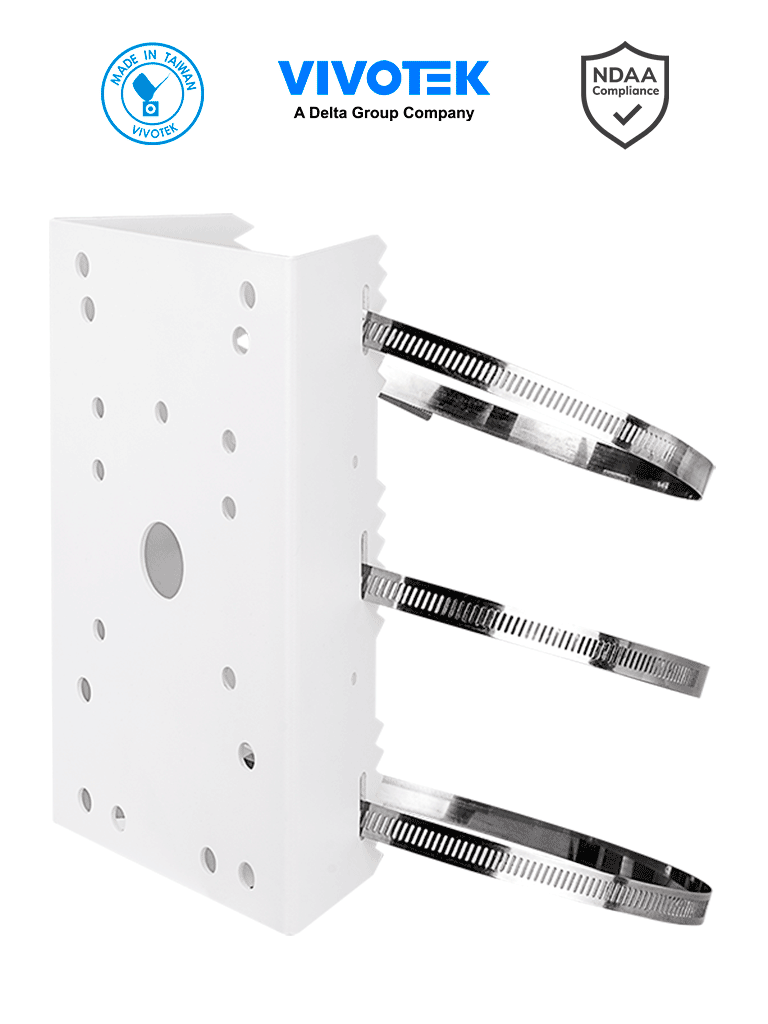 VIVOTEK AM-314 -Soporte para montaje en poste de cámaras y gabinetes para exterior, fabricado en acero y de color blanco