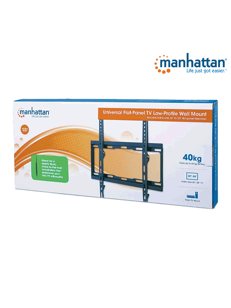 MANHATTAN 460934 - Soporte de Pared Para Pantalla de 32 a 55 Pulgadas/ 40 Kg de Carga/ Fijo/ Fabricado Acero/ VESA 200/ 300/ 400x200/ 400 - Image 3