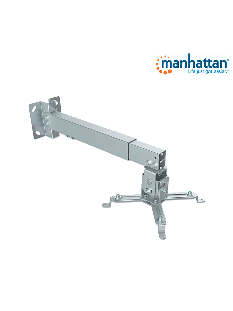 MANHATTAN 461191 - Soporte de Proyector para Montaje en Techo o Pared/ 20 Kg de Carga/ Altura Ajustable/ Inclinación y Rotación Ajustable/ Movimiento Articulado/ Color Plata/ Diseño Multipropositos/ - Image 3