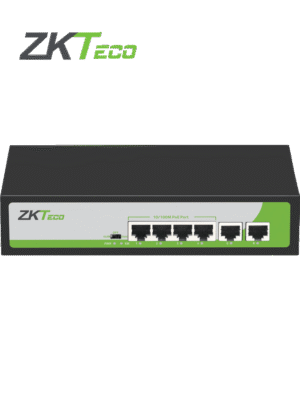 ZKTECO PE04255C -Switch de 4 Puertos Fast Ethernet PoE AF - AT / 2 Puertos RJ45 10/100 / Soporta hasta 250 mts sobre UTP CAT 6 / Protección Contra Descargas / NO Administrable