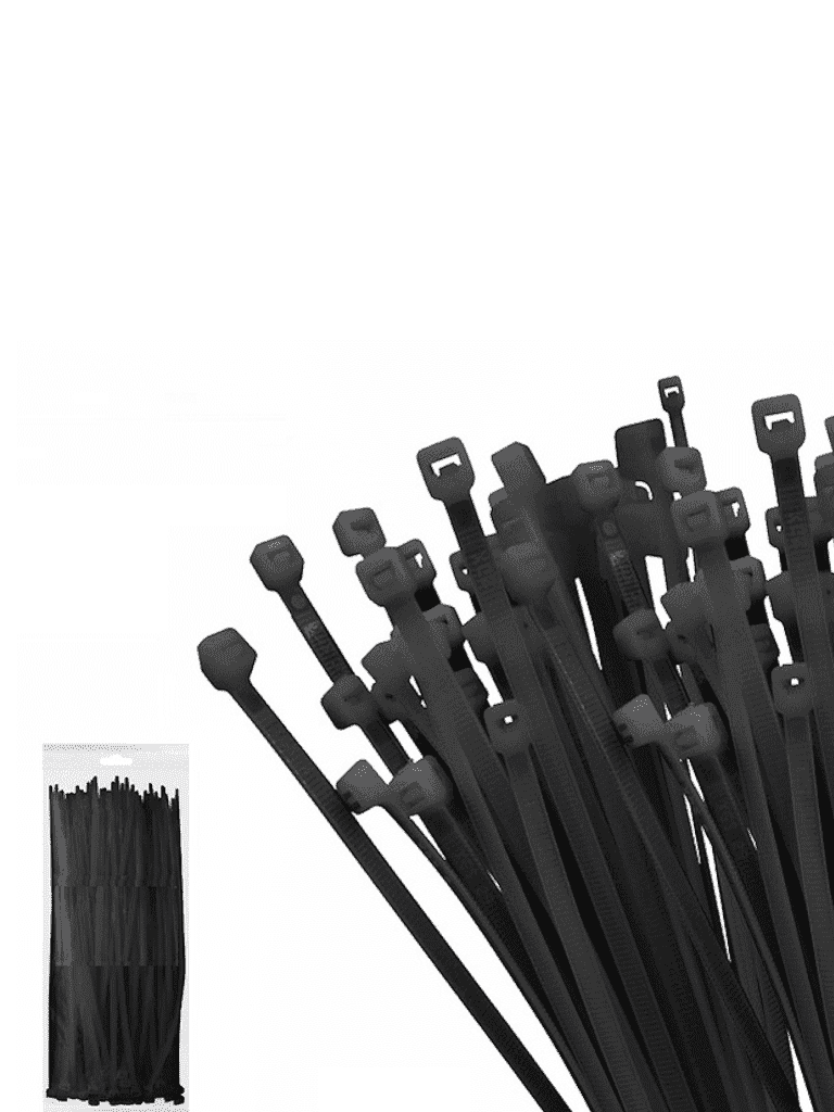 TCE LMG-SZS5X300N - Cincho de Nylon Color Negro, Bolsa con 100 piezas, Medida 4.6mm Ancho X 300mm Largo, Certificación UL 94V-2