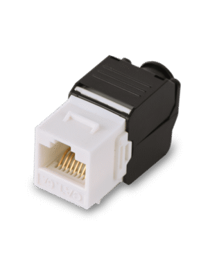 SAXXON M242C5 - Modulo jack keystone RJ45 / Armado sin herramienta / 8 Hilos / CAT 5E / Compatible con calibres AWG 22-26 / Color blanco