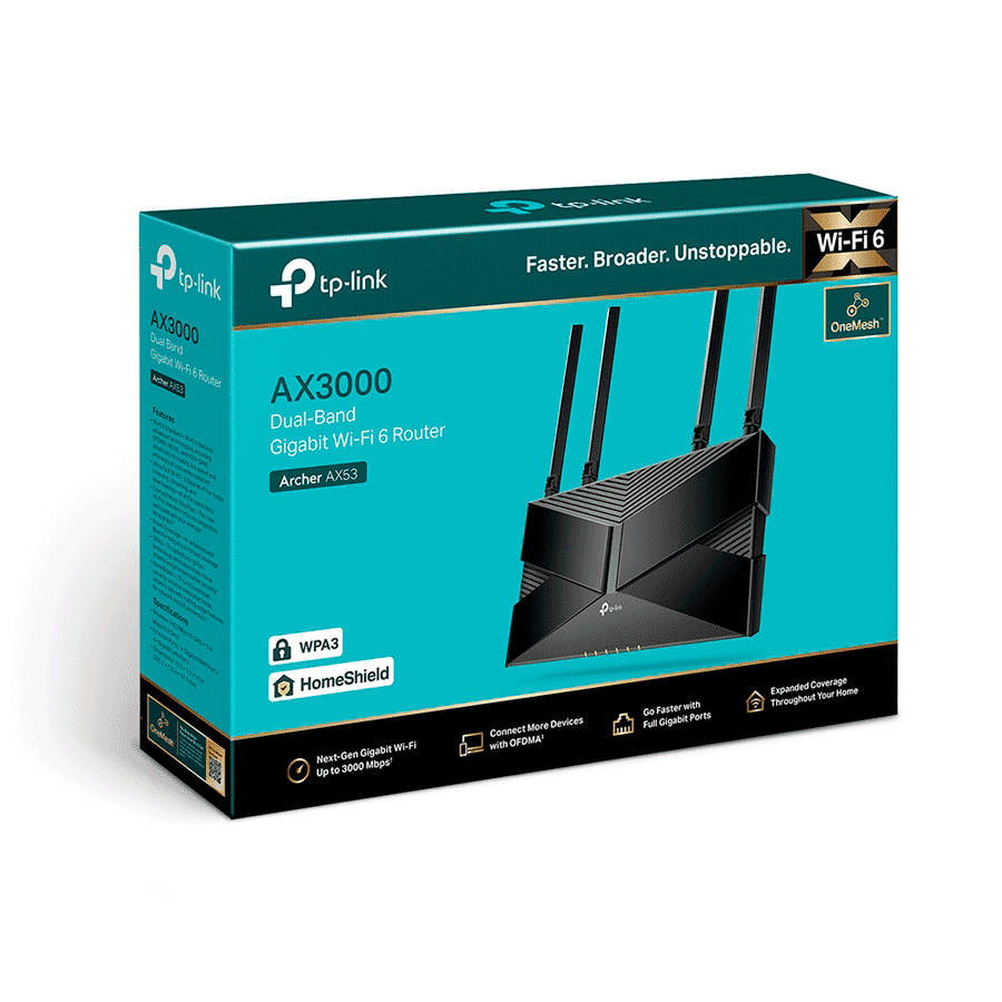 TP-LINK Archer AX53 - Ruteador WiFi 6 AX de 3000 Mbps con 1 puerto WAN RJ45 Gigabit Ethernet, 4 puertos LAN RJ45 Gigabit Ethernet, tecnologías MU-MIMO y OFDMA, además 4 antenas con Beamforming. - Image 4