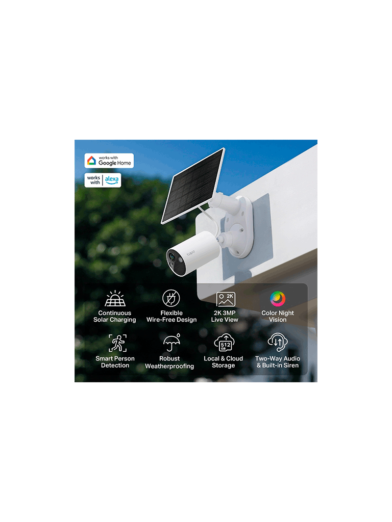 Tapo C410 KIT Cámara de Vigilancia Wi-Fi Solar con Vista 3MP QHD y Detección IA Avanzada gratuita, Grabación de Vídeo 2K QHD, Alimentación Ininterrumpida. IP66. - Image 3