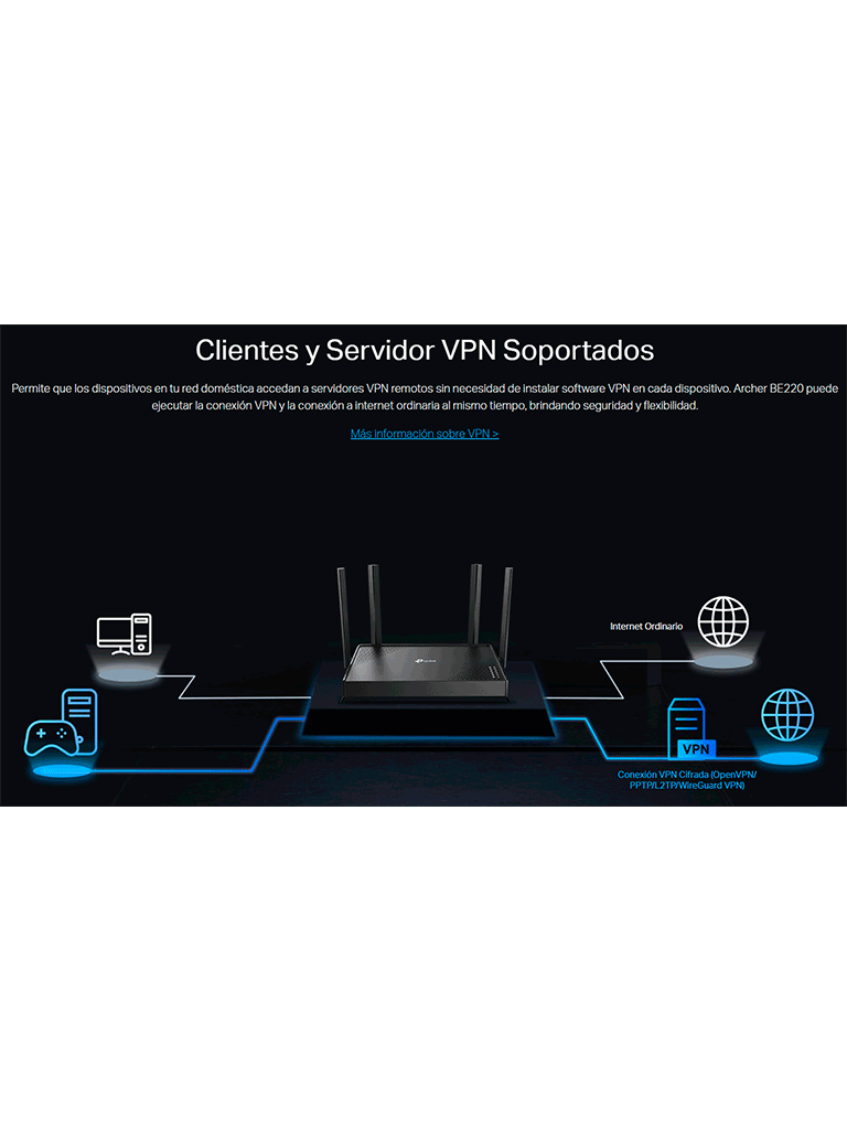 Archer BE220 BE3600 Dual-Band Router WiFi 7 de Doble Banda a 3.6 Gbps, Puertos 1× puerto WAN de 1 Gbps + 4× puertos LAN de 1 Gbps, 4× antenas externas junto con Beamforming, Compatible con EasyMesh - Image 3