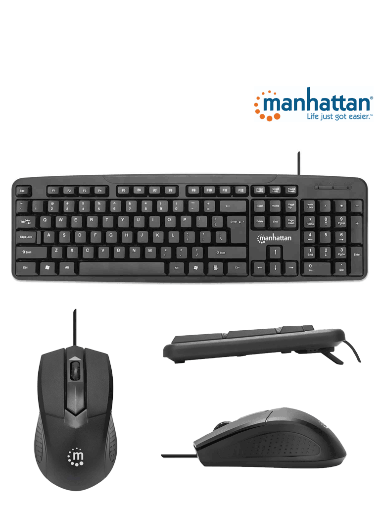 MANHATTAN 178464 Juego de teclado y mouse óptico, cableados Teclado con cable y ratón óptico con cable, negro - Image 2
