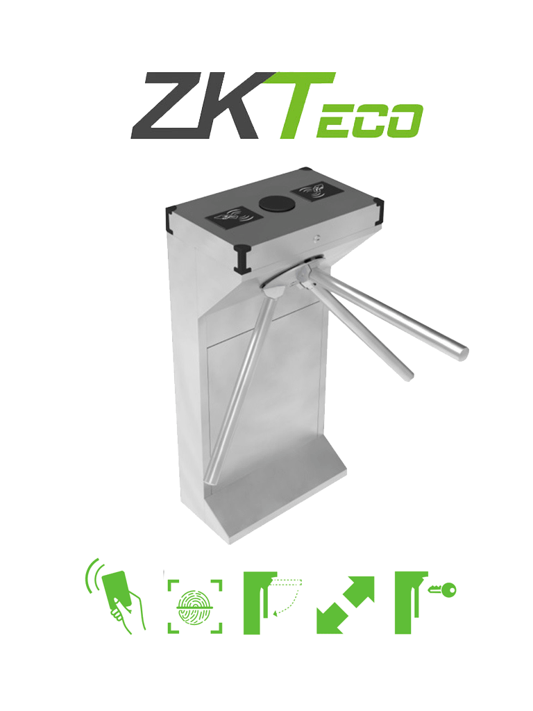 ZKTECO TS1000D - Torniquete Bidireccional / Acero SUS304 / 110V / 25 a 30 x Min / Carril 50 cm / Exterior Protegido / 1 millón de Ciclos / No cuenta con Lectores y Panel / Compatible Rostro, Palma, Huella, Tarjeta, QR
