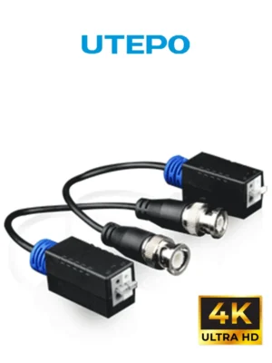 UTEPO UTP101PHD - Par de transceptores pasivos 4k (Video Baluns) 8MP con alcance de 4k hasta 160 metros en CVI, 4 megapíxeles hasta 200 metros, y 1080p hasta 250 metros. Incluyen 2 terminales Push para fácil conexión