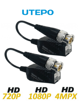 UTEPO UTP101PHD450 - Paquete de 50 pares de transceptores pasivos (Video Baluns) soporta 4MP a 200m, 1080p a 250m, 720p a 300m en CVI. Compatible con HDCVI, TVI, AHD y CVBS. Incluye 2 terminales Push para fácil conexión.