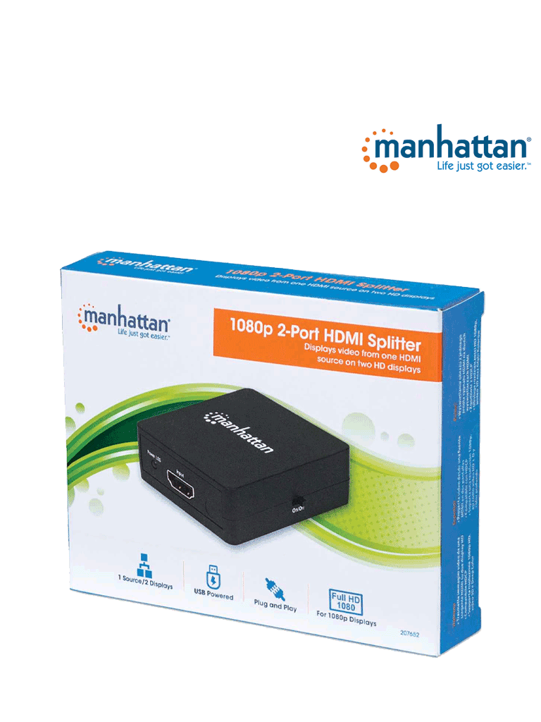 MANHATTAN 207652 - Splitter / Divisor de Video HDMI/ FullHD/ 1 Entrada y 2 Salidas/ Distancia de Entrada 15 Metros/ Distancia de Salidas 15 Metros/ Soporta Conexión en Cascada/ Soporta sonido LPCM, Sonido Master DTS-HD y Dolby TrueHD/ - Image 7