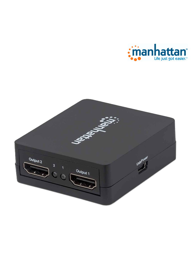 MANHATTAN 207652 - Splitter / Divisor de Video HDMI/ FullHD/ 1 Entrada y 2 Salidas/ Distancia de Entrada 15 Metros/ Distancia de Salidas 15 Metros/ Soporta Conexión en Cascada/ Soporta sonido LPCM, Sonido Master DTS-HD y Dolby TrueHD/ - Image 2