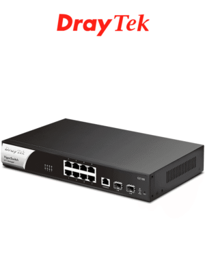 DRAYTEK VigorSwitch G2100 - Switch Gigabit administrable de 10 puertos, 8 puertos 10/100/1000Mbps, 2 SFP, 1 consola, capa 2 con funciones de capa 3 (DHCP, enrutamiento VLAN), interfaz web y prevención de conflictos IP