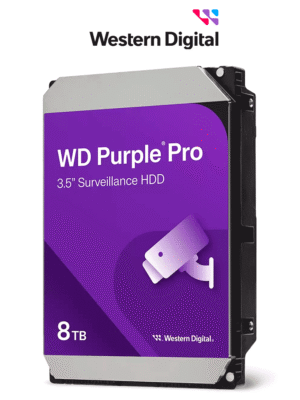 WESTERN DIGITAL WD8002PURP - Disco Duro de 8TB Purple PRO / Especial para Videovigilancia con IA / TecnologÃa IA AllFrame/ Interface: Sata 6 Gb/s/ Cache 256 MB/ Hasta 64 Cámaras/ 32 Secuencias de IA para Análisis de Aprendizaje Profundo