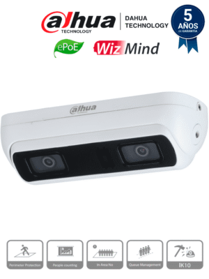 DAHUA IPC-HDW8341XN-3D-0360B-S2 - Cámara IP Dual Resolución de 3 MP/ Lente 3.6 mm/ ∢ 79°/ IR 20 mts/ IA WizMind/ Cont. de Personas/ Personas en Areas/ Gestion de Filas/ Starlight/ ePoE/H.265+/ IP67/ IK10/ Micrófono/ Sirena/ E&S Alarma y Audio