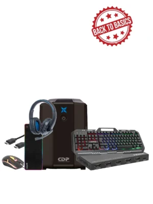 KIT GAMER BASIC / R-UPR1008 UPS Interactivo de 1000 VA y 500W / Mousepad con Cargador Inalámbrico 80x30cm, Negro / Teclado Gaming LED con pánel metálico para celular