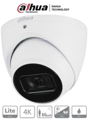 DAHUA DH-HAC-HDW1801TN - Camara Domo 4k/ 8 Megapixeles/ Lente de 2.8mm/ 106 Grados de Apertura/ IR de 60 Metros/ Metalica/ WDR Real de 120 dB/ IP67/ Soporta: CVI/CVBS/AHD/TVI/