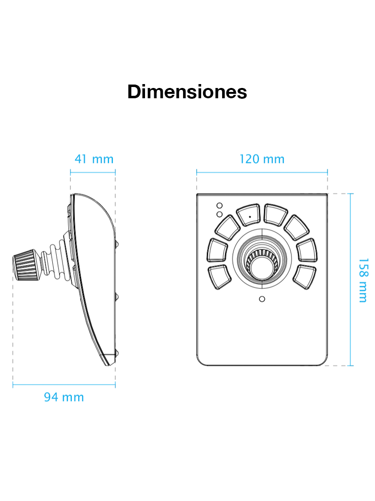 VIVOTEK AJ-001 - Control de palanca joystick para NVR, PTZ y Software VAST 2, VSS VIVOTEK con 8 teclas y conector USB - Image 2