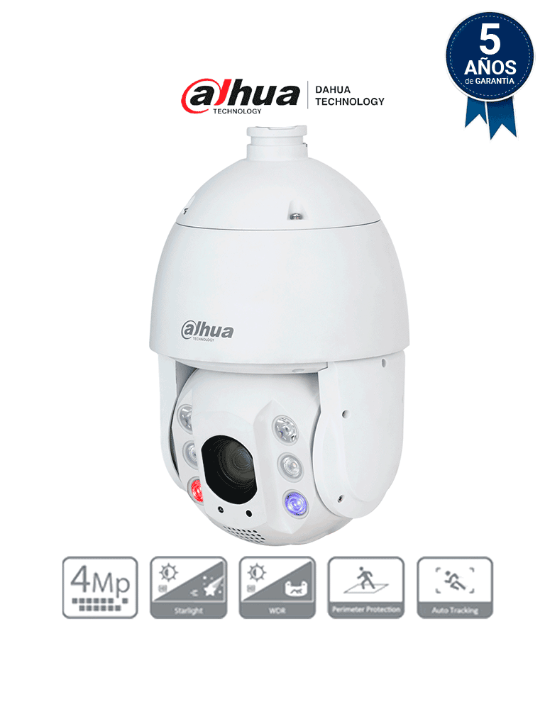 DAHUA DH-SD6C3425GB-HNR-A-PV1 - Cámara IP PTZ 4MP con tecnología Acupick, WizSense y FullColor, iluminador dual inteligente, TiOC, zoom óptico 25x, IR 150m, luz visible 50m, AutoTracking, SMD 4.0, E/S de alarma y audio, IP66, PoE.
