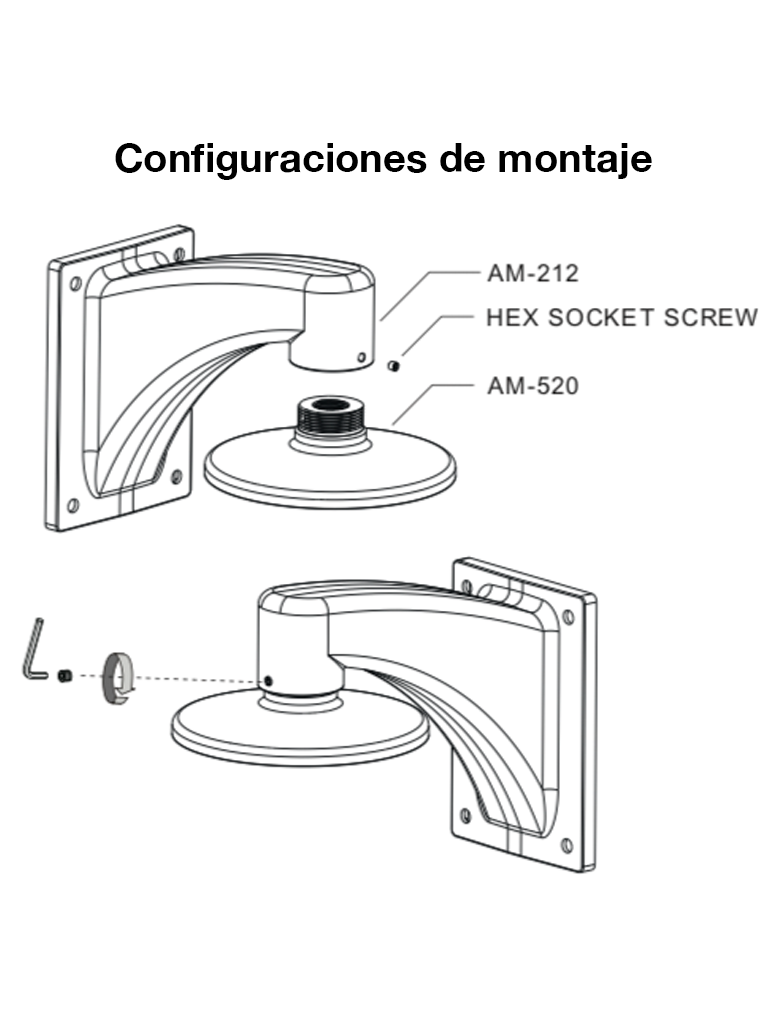 VIVOTEK AM-520_V05 - Soporte de montaje para camaras domo y fisheye, para exterior, Conector hembra 3/4" NPT, Conector macho 1-1/2" PS - Image 3