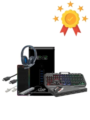 KIT GAMER PRO / UPS 1200VA / 720W / Mousepad con Cargador Inalámbrico 80x30cm, Negro / Teclado Gaming LED con pánel metálico para celular