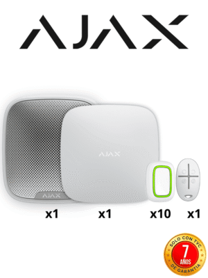 AJAX KIT ALARMA VECINAL W - Panel Hub4G conexión Ethernet y una ranura 4G LTE / APP “AJAX PRO” iOS y Android , 10 Botones Inalámbricos ,1 control remoto y una sirena EXTERIOR inalámbrica