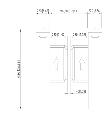DAHUA ASGB521H-D - Swing Barrier Media para exterior/ 1 Carril/ Motor Electrico CD/ Acero Inoxidable/ Puerto RS232/ Soporta Conteo de Entrada y Salida/ 20personas x minuto/ Entrada de Alarma de Incendio para desbloqueo/ - Image 5
