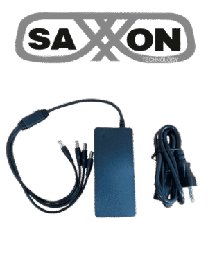 SAXXON KA65E1205000Q - Fuente de Poder Regulada / Alimentación 12 Vcc 5 Amper / 4 Conectores Macho / Voltaje de Entrada: 100-240V / Ideal para Cámaras de CCTV , Controles de Acceso y Asistencia