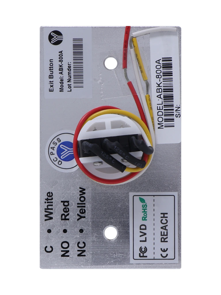 YLI ABK800A - Botón de Salida Mecánico, Carcasa de Aluminio con Acabado Metálico, Función NC/NO - Image 2