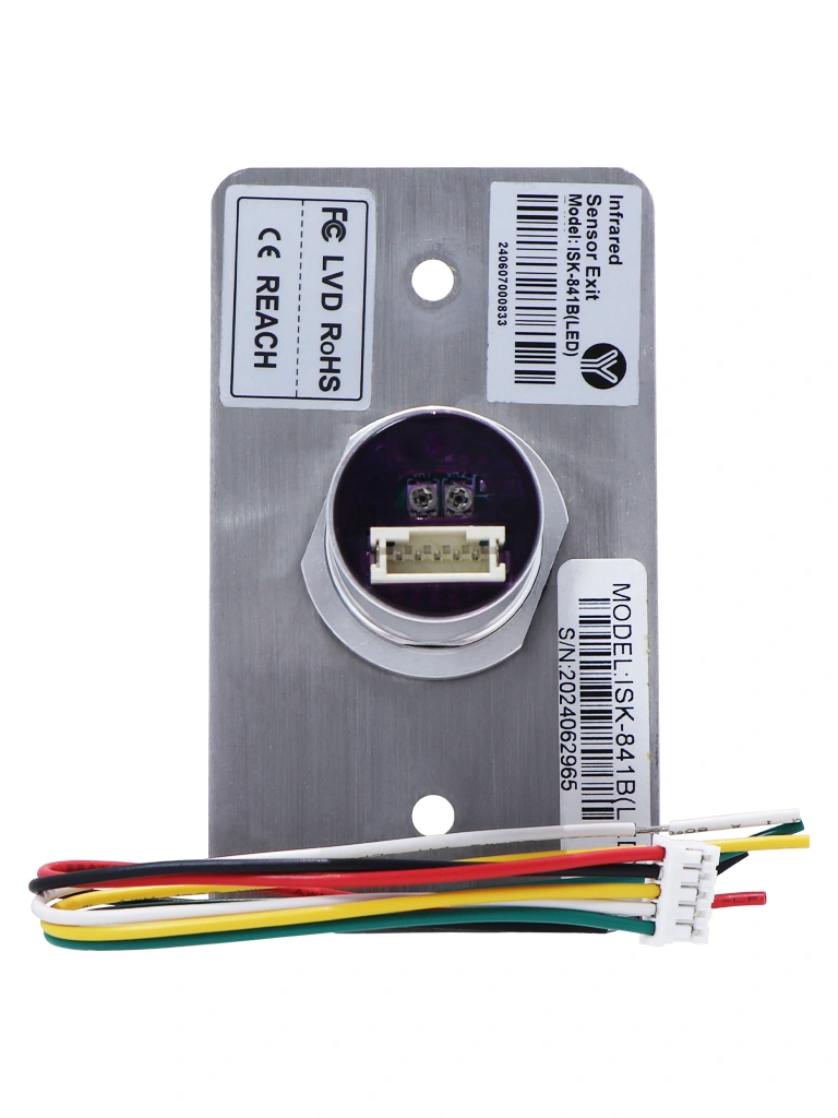 YLI ISK841BLED - Botón de Salida sin Contacto, Indicador LED, Acero Inoxidable, 12 VCC, Función NC/NO, Distancia de Detección y Retardo del Relevador Ajustables - Image 2