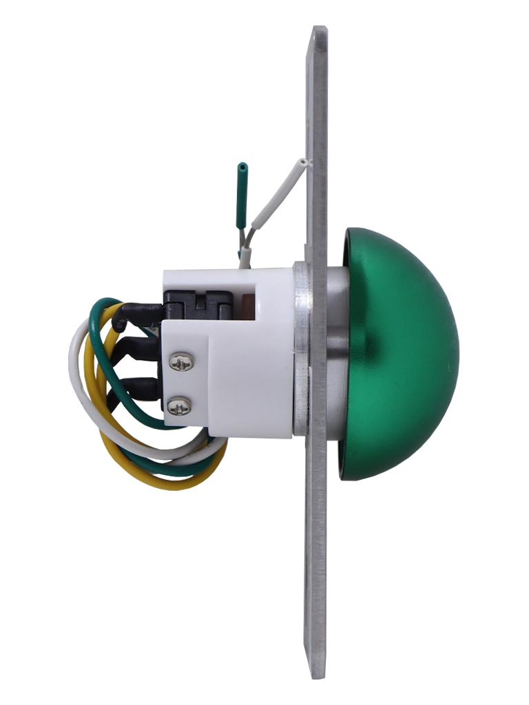 YLI PBK818A - Botón de Salida Tipo Hongo, Carcasa de Acero Inoxidable con Acabado Trefilado, Botón Verde, Función NC/NO - Image 2