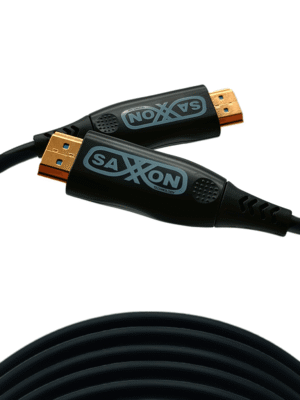 SAXXON SX50HDF047 - Cable HDMI de 50 Metros por Fibra Óptica 4K@60Hz / Fibra 4 hilos + 7 hilos cobre estañado / Compatible con HDMI 2.0 / Alta velocidad 18 Gbps / 3D / HDR / Caja de Aleación de Zinc / Calidad Premium