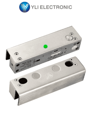 YLI YB500ULED - Cerradura Eléctrica de Perno Soporta 1000 Kg de Fuerza de Sujeción, Indicador LED para Puerta de Vidrio Sin Marco, 12 VDC, con Retardo de Tiempo Ajustable