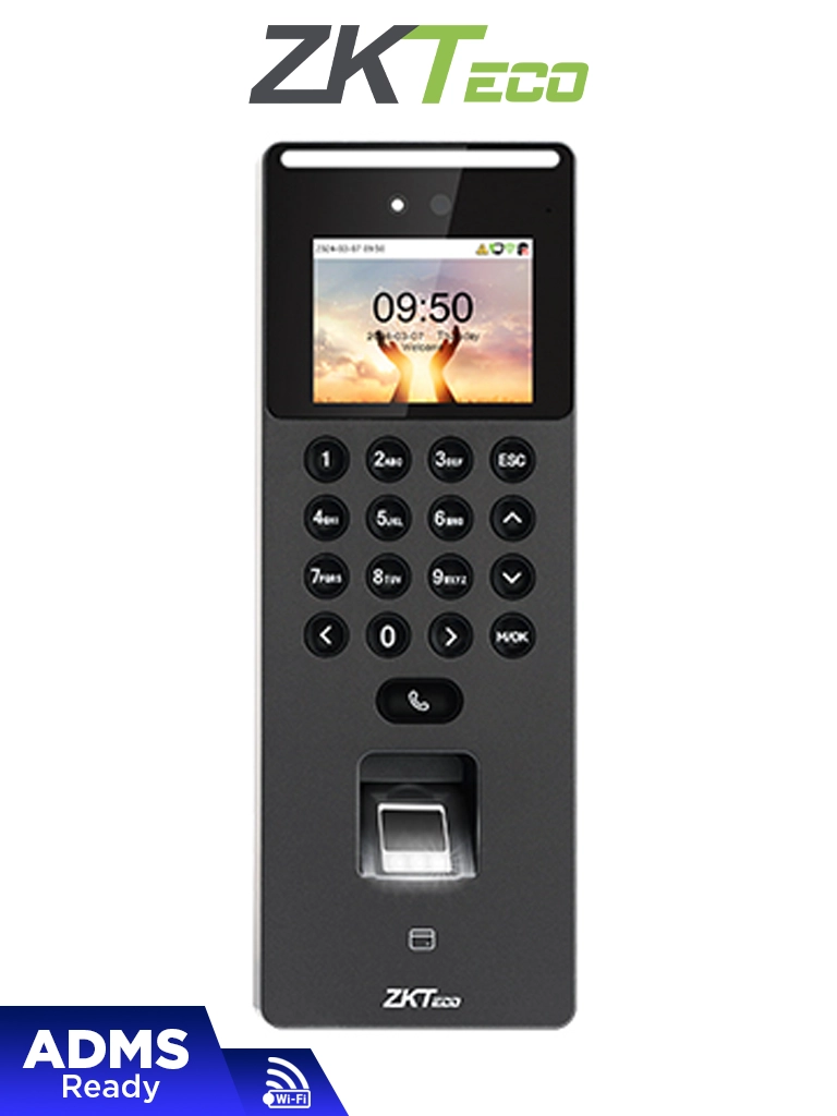 ZKTECO SenseFace2A - Control de Acceso y Asistencia Visible Light con Autenticación Facial (1500 Rostros), Huella Digital BioID (3000), Tarjeta ID 125 KHz (3000), Registro de 150,000 Eventos, Conectividad TCP/IP y WiFi / ZKBio Zlink