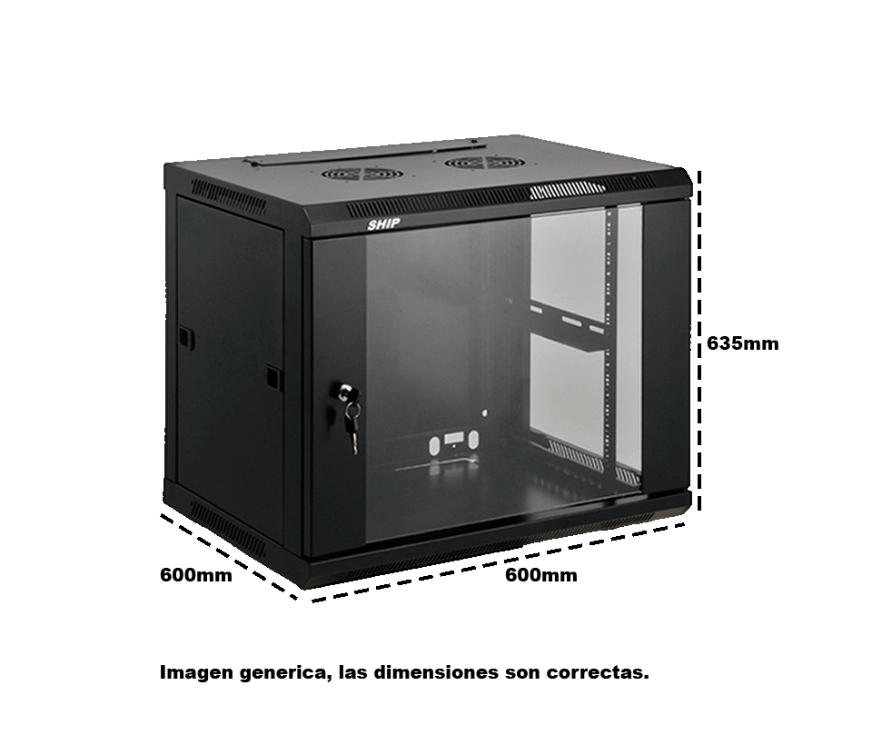 SAXXON SA661201 - Gabinete de pared de 12 UR, fijo, capacidad de carga de 60 Kg. Dimensiones: 60x60x63.5 cm. - Image 3
